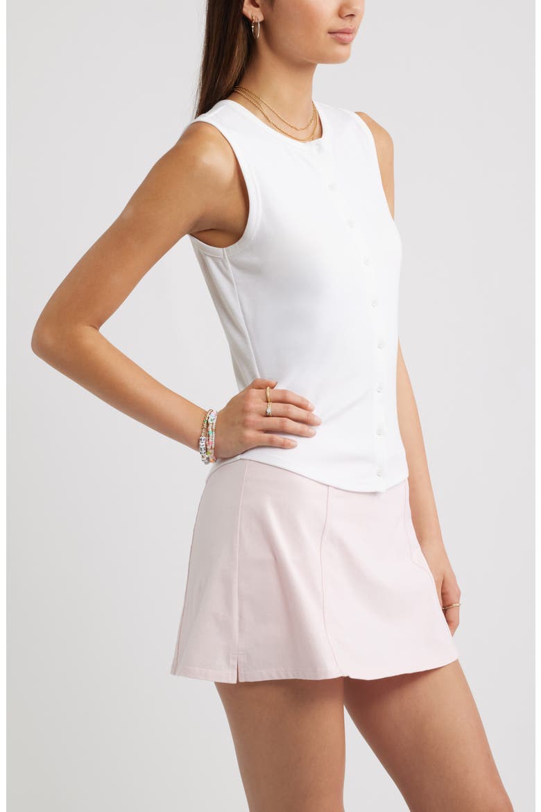 Cotton Blend Button-Up Tank, Alternate, color, WHITE