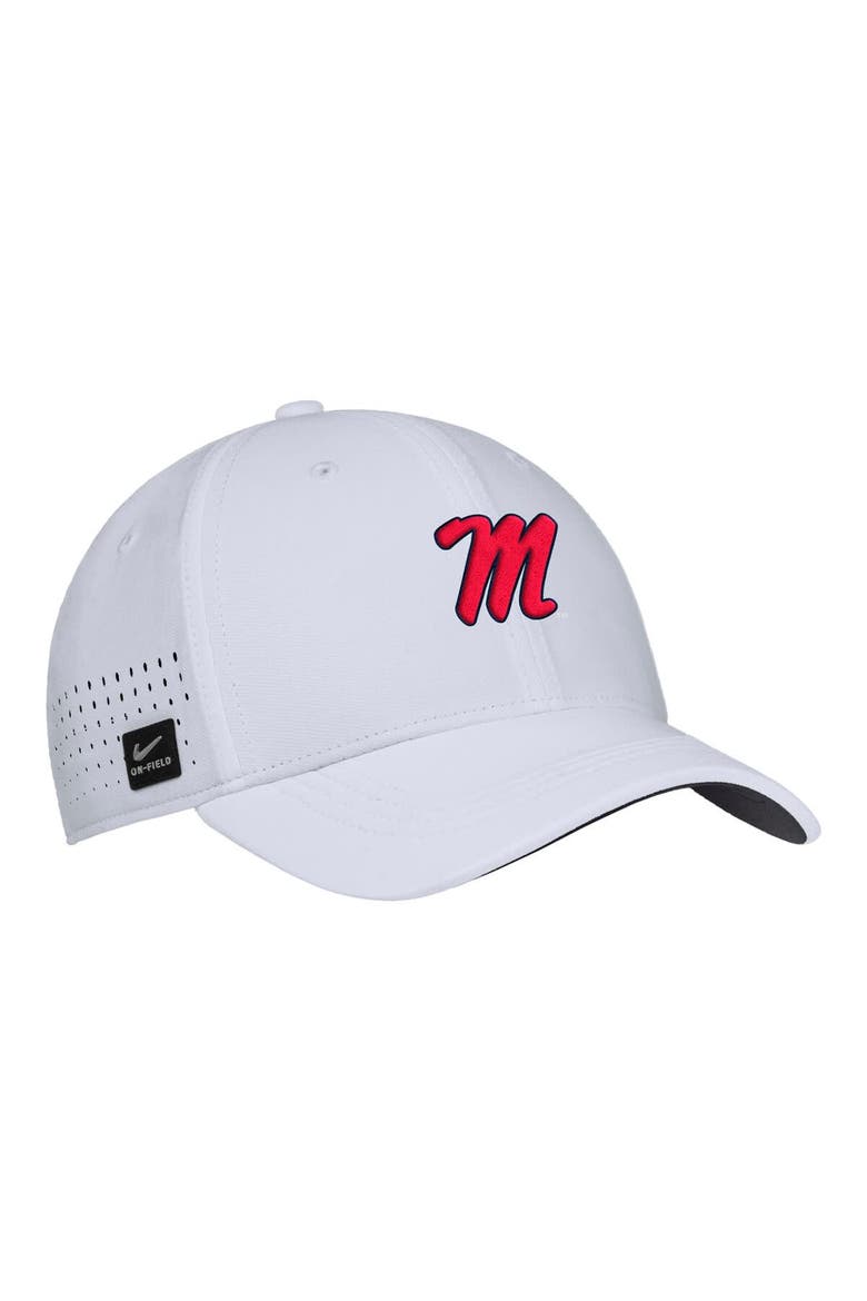 Men's Nike White Ole Miss Rebels 2025 On-Field Performance Flex Hat, Main, color, White