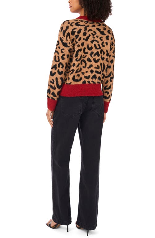 1.state Colorblock Trim Leopard Spot Cardigan In Animal Print