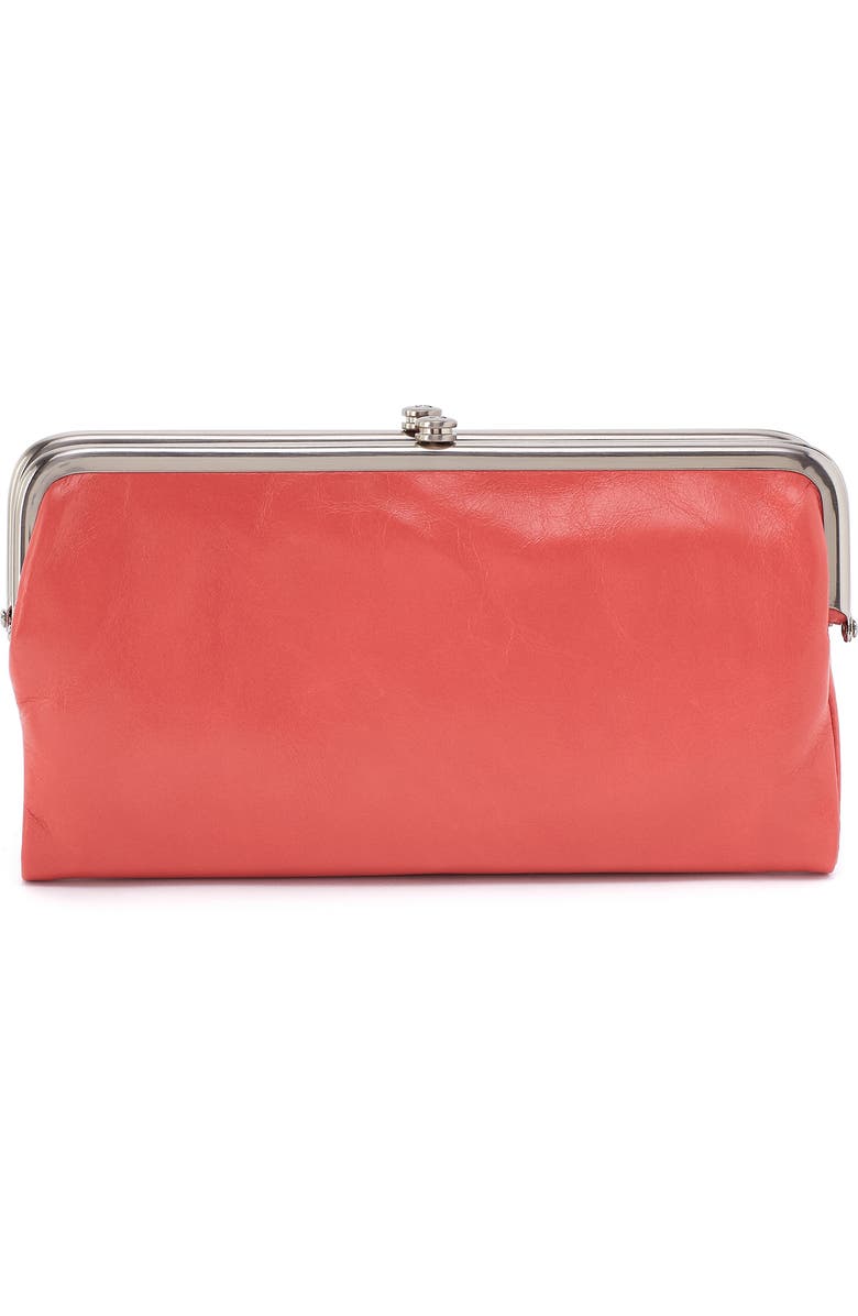 HOBO Lauren Leather Double Frame Clutch, Main, color, Pink Mirage