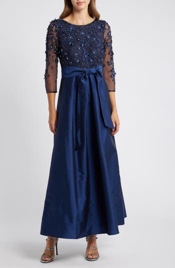 Pisarro nights embellished lace gown best sale