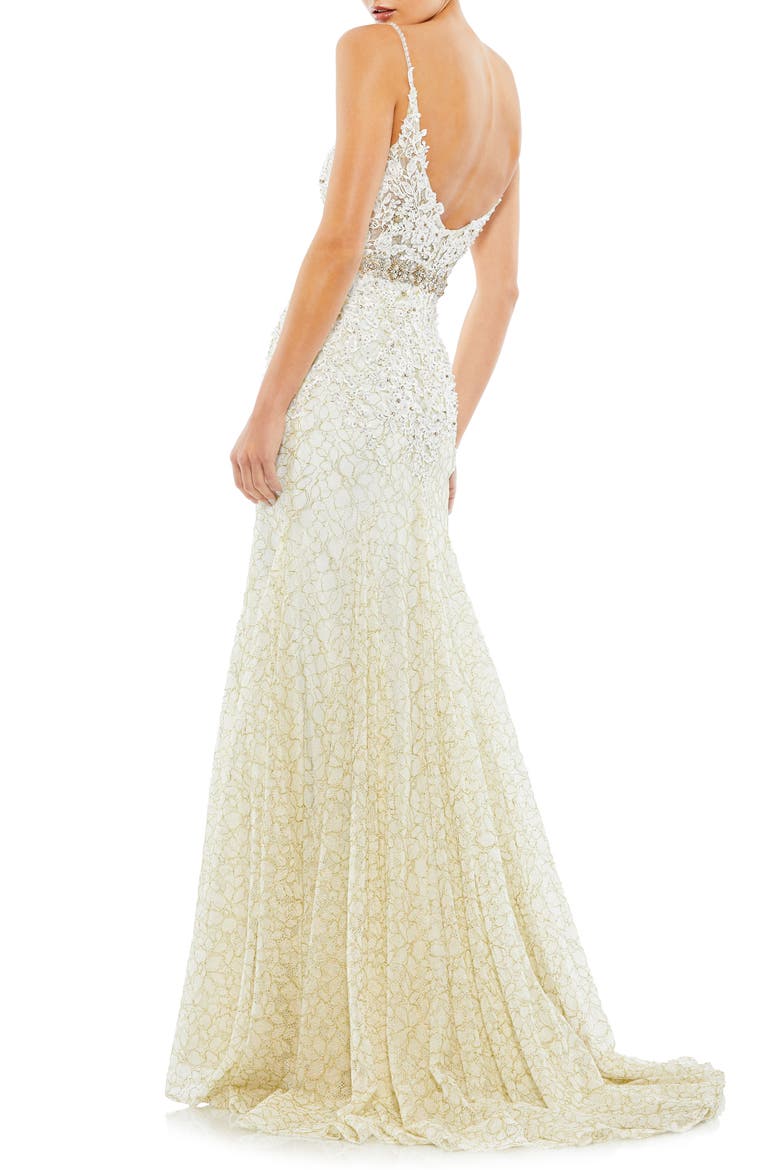 Embellished Lace Appliqué Trumpet Gown, Alternate, color, IVORY