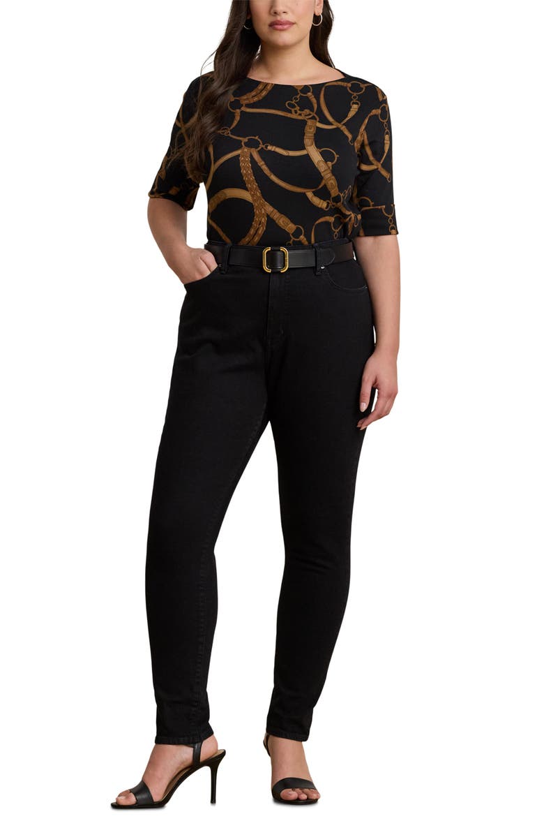 Lauren Ralph Lauren Belt Print Cotton T-Shirt, Alternate, color,