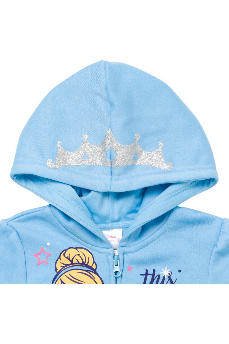 Princess Zip-Up Hooded Sweatshirt, Alternate, color, Cinderella Light Blue