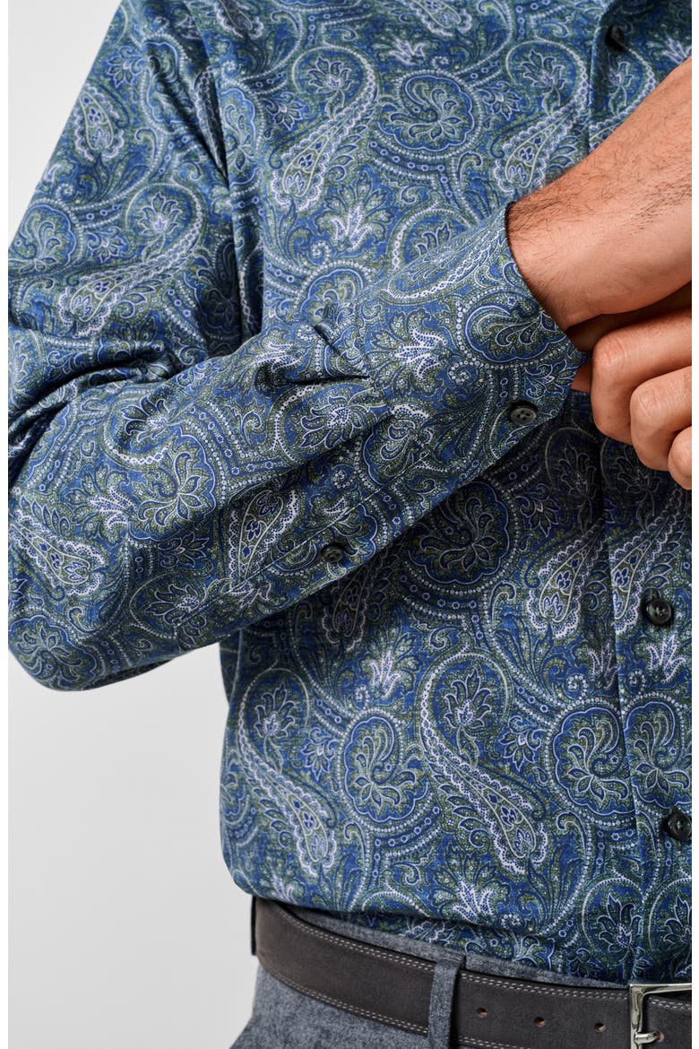 Paisley Sport Shirt, Alternate, color, NAVY/ GREEN