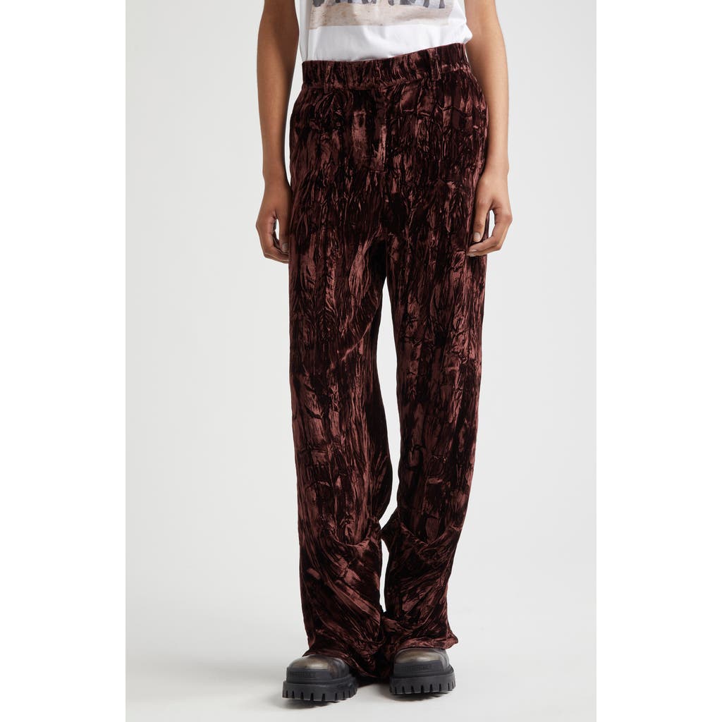 Collina Strada Dante Crushed Velvet Trousers in Brown