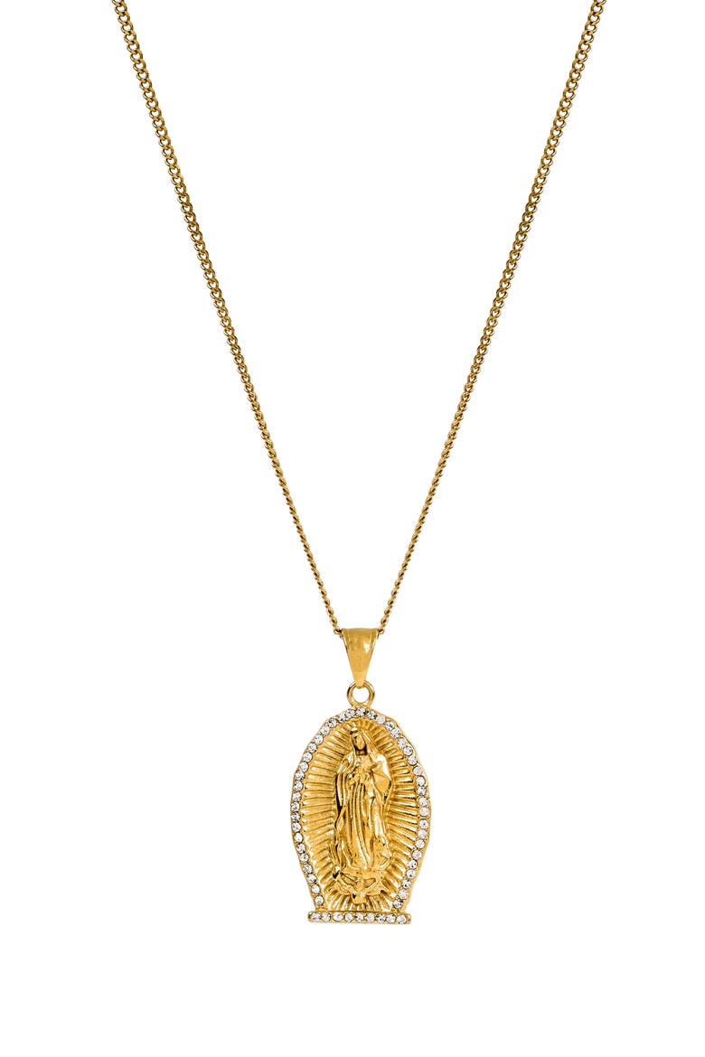 Men's Holy Mary Pendant Necklace, Alternate, color, GOLD