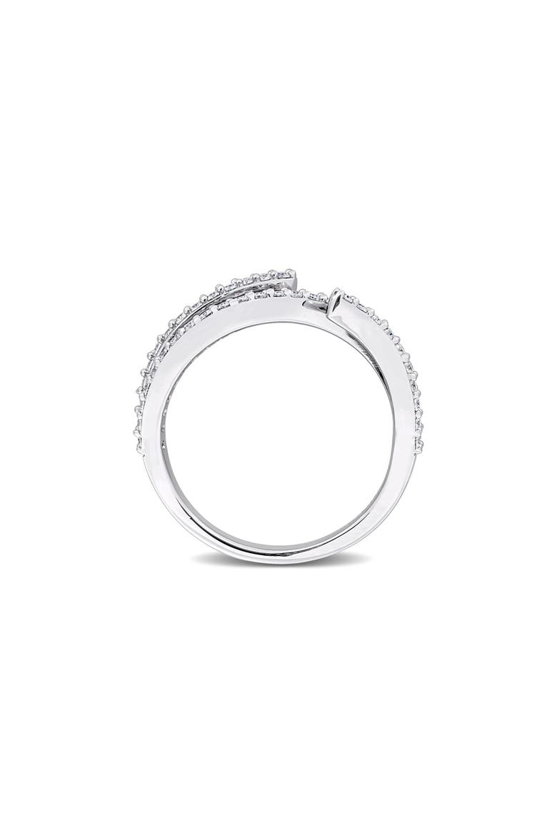 Lab-Created Moissanite Abstract Band Ring, Alternate, color, WHITE
