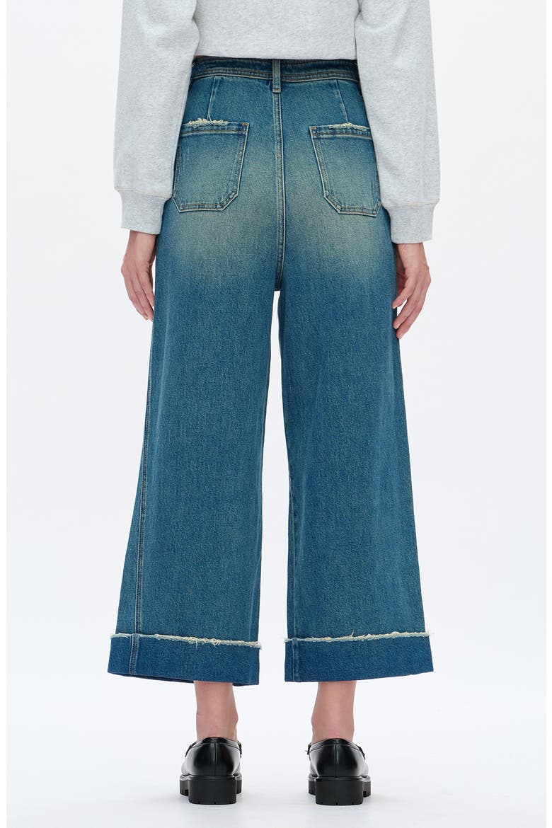 High Waist Cuffed Raw Hem Wide Leg Jeans, Alternate, color, VINTAGE MEDIUM BLUE