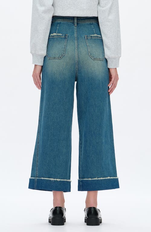 Bayeas High Waist Cuffed Raw Hem Wide Leg Jeans In Blue