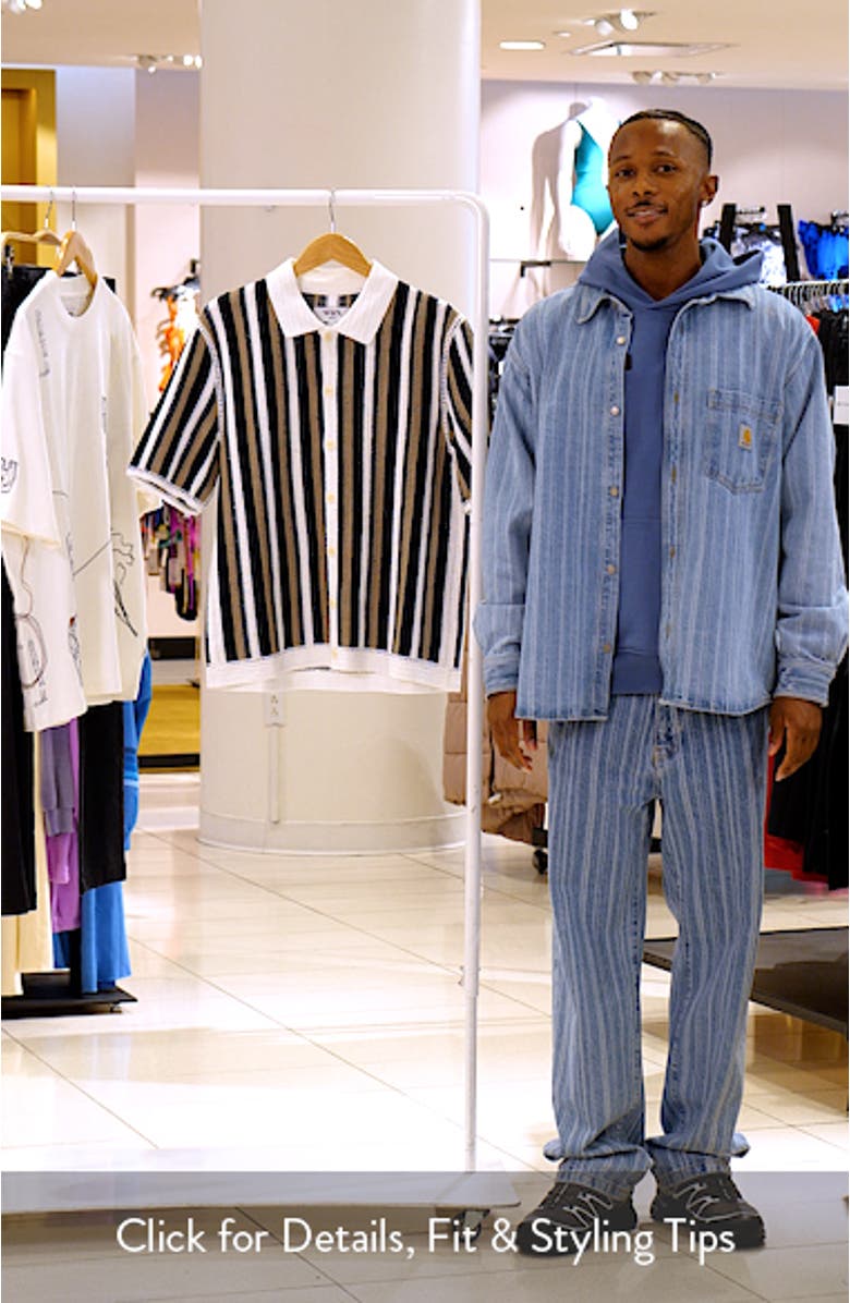 Porto Stripe Crochet Knit Polo, sales video thumbnail