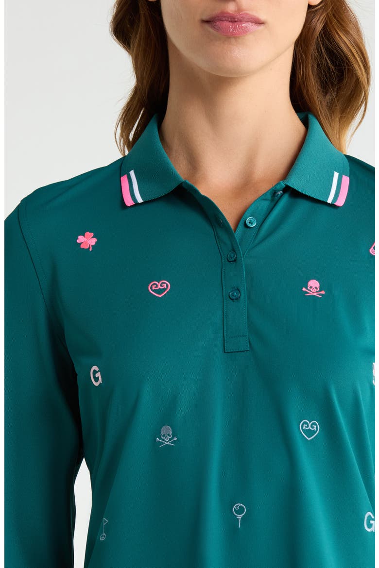 Icon Long Sleeve Performance Polo, Alternate, color, MARINE TEAL