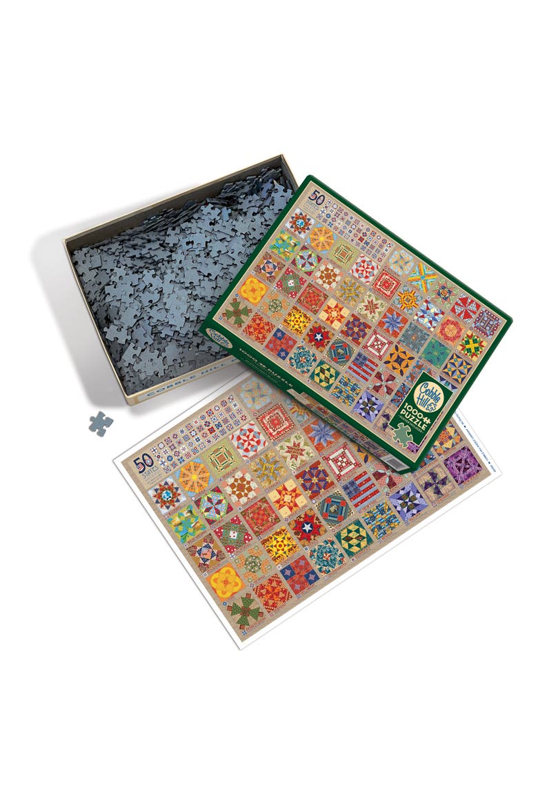 50 States Quilt Blocks 1000 Piece Puzzle, Alternate, color, Multicolored