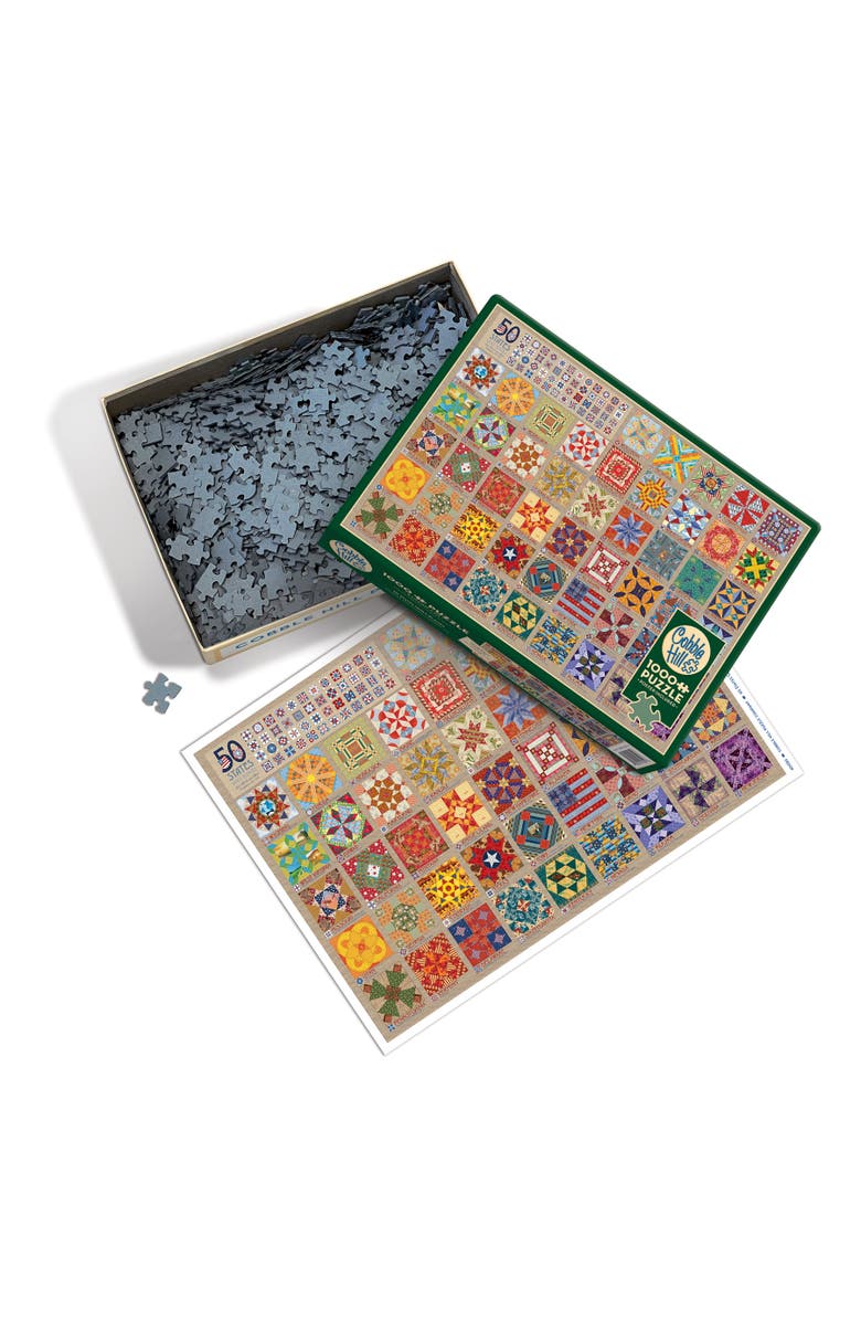 Cobble Hill 50 States Quilt Blocks 1000 Piece Puzzle, Alternate, color, Multicolored