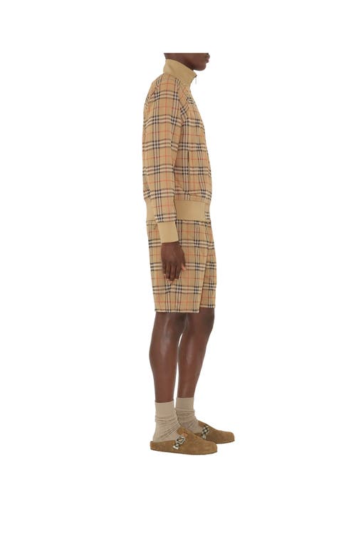 Burberry Beige Sweatshirt With Check Motif In Jacquard