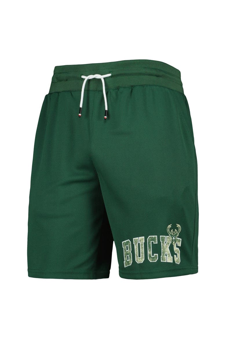 Men's Tommy Jeans Hunter Green Milwaukee Bucks Mike Mesh Basketball Shorts, Alternate, color, Hunter Green