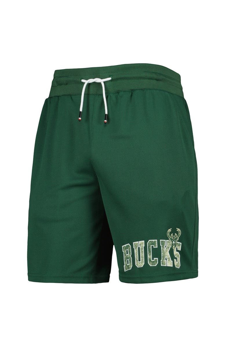 TOMMY JEANS Men's Tommy Jeans Hunter Green Milwaukee Bucks Mike Mesh Basketball Shorts, Alternate, color, Hunter Green