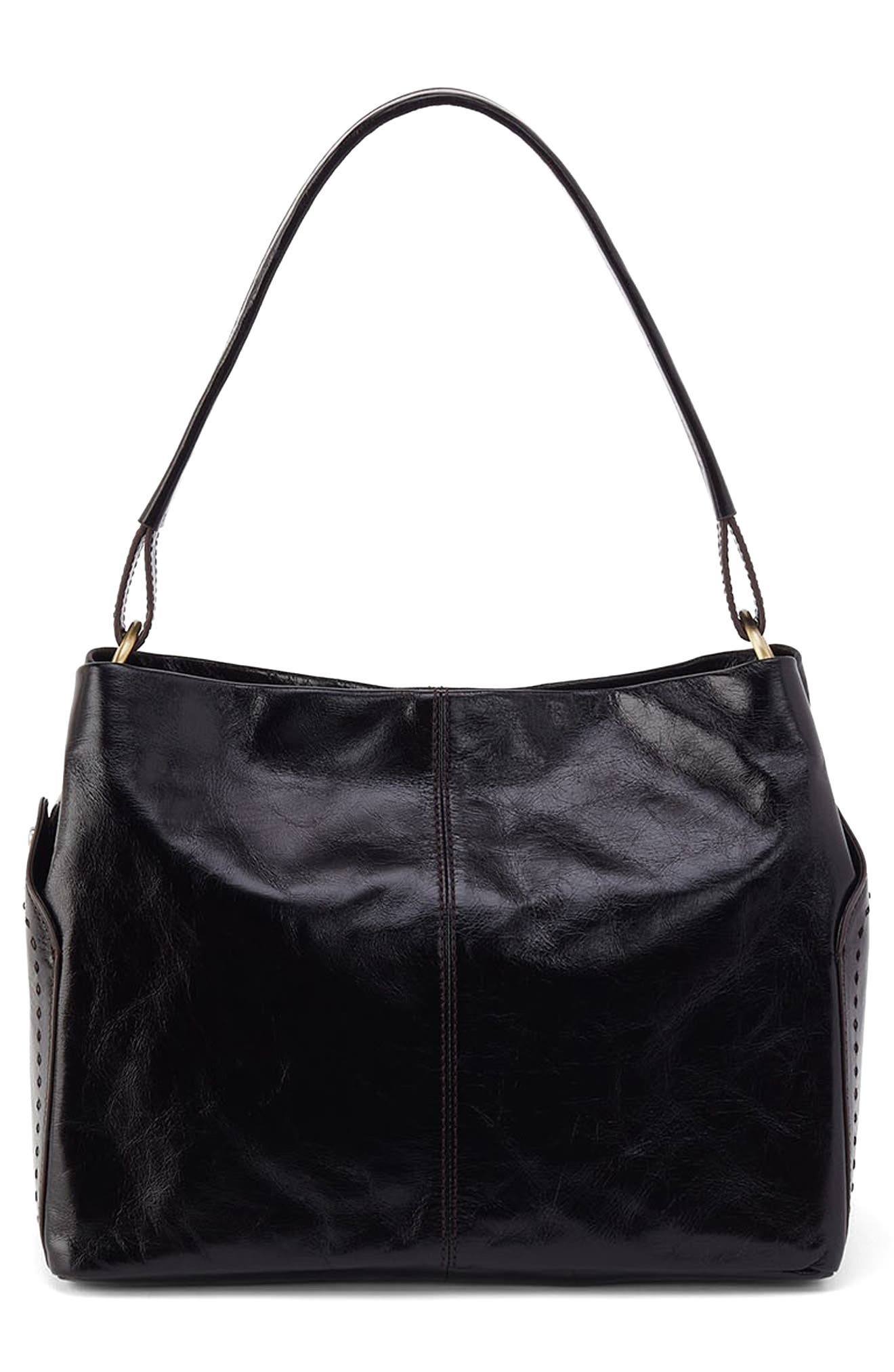 HOBO Seneca Leather Shoulder Bag, Alternate, color, Black