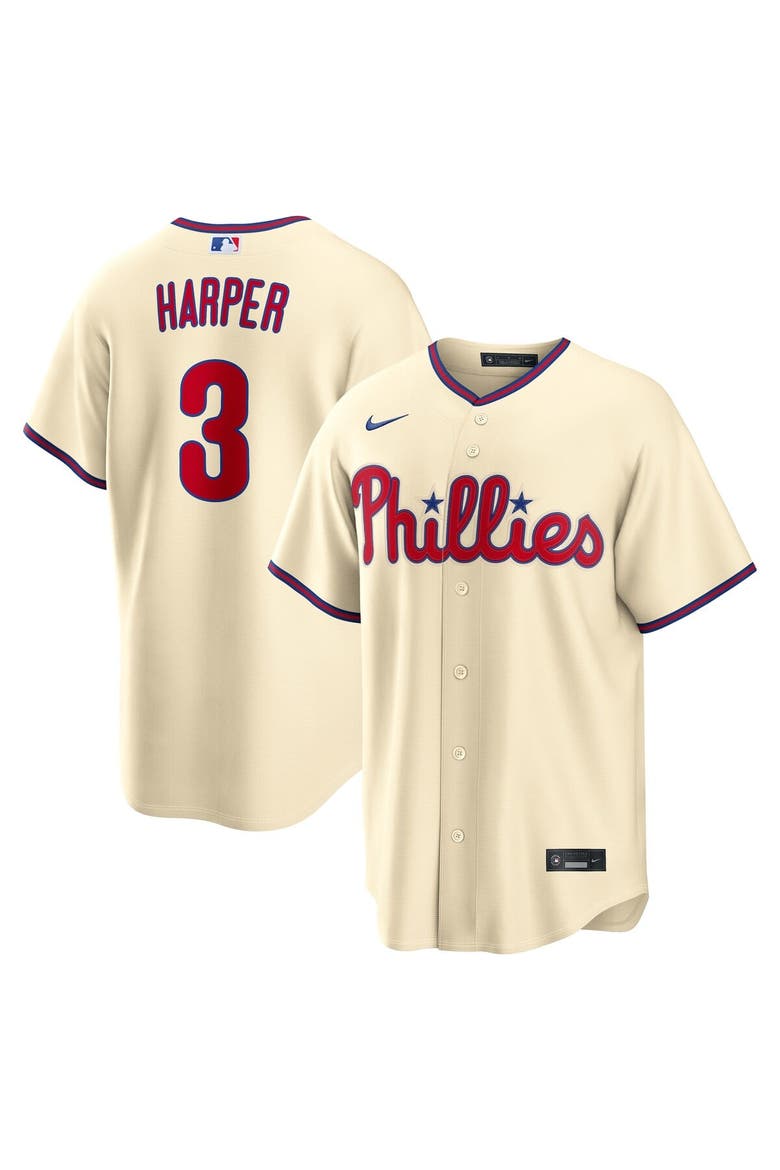 Men's Nike Bryce Harper Cream Philadelphia Phillies Alternate Replica Jersey, Main, color, Cream