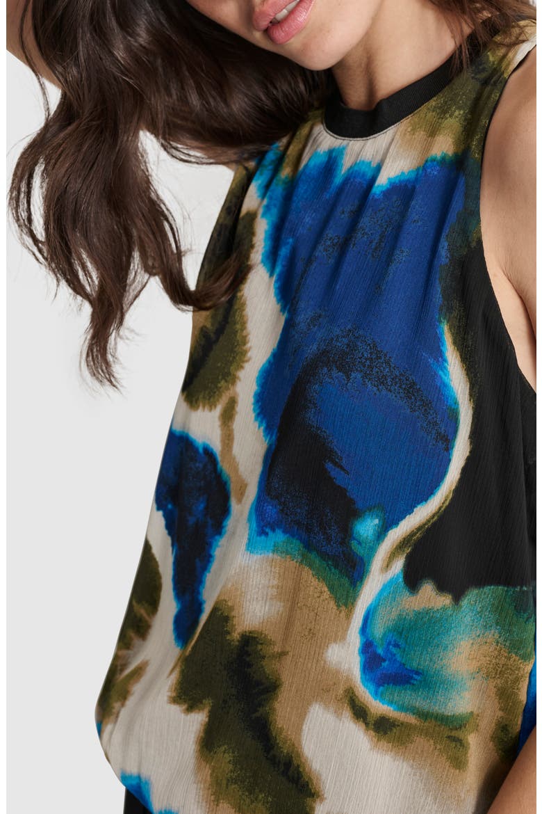 Bubble Hem Sleeveless Chiffon Top, Alternate, color, INK SWIRL