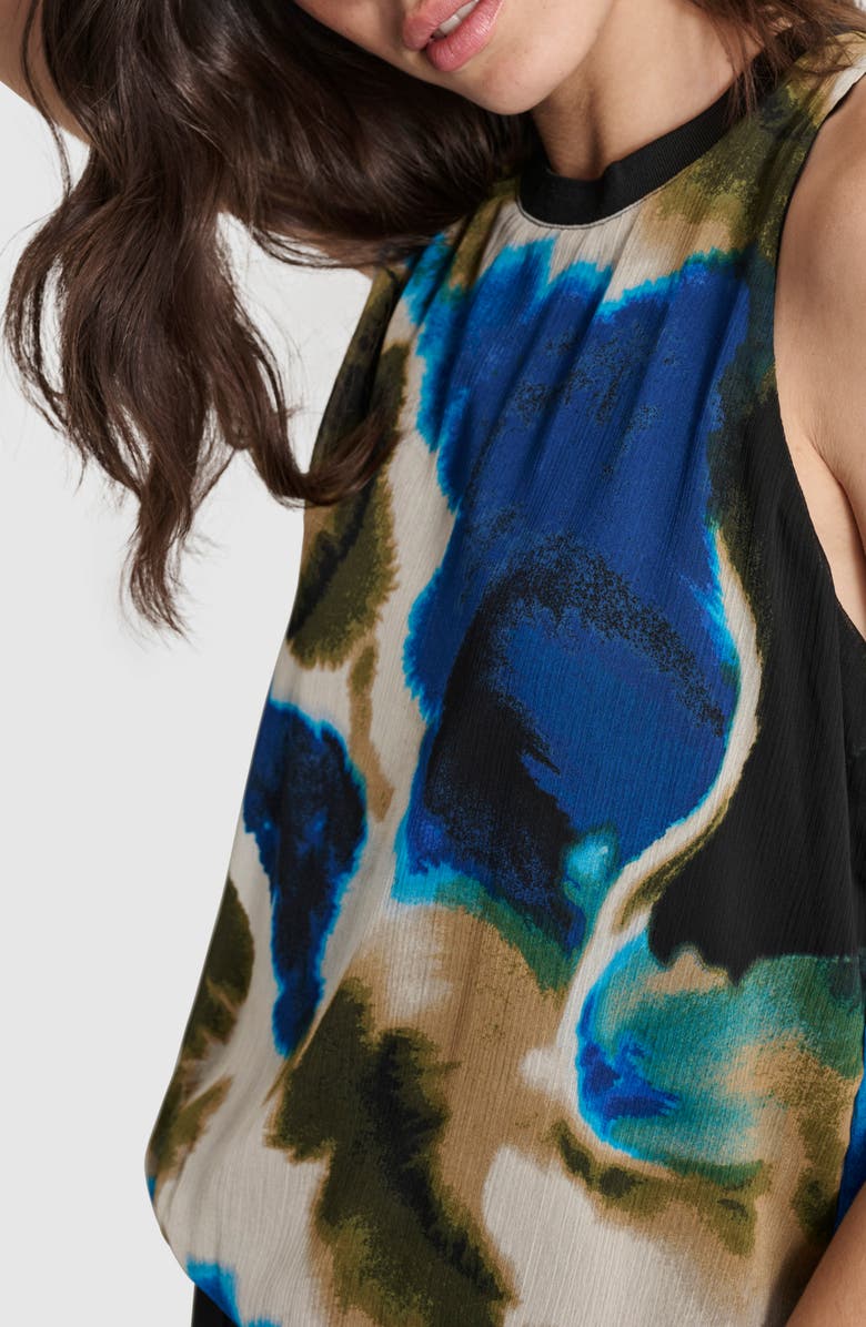 DKNY Bubble Hem Sleeveless Chiffon Top, Alternate, color, Ink Swirl