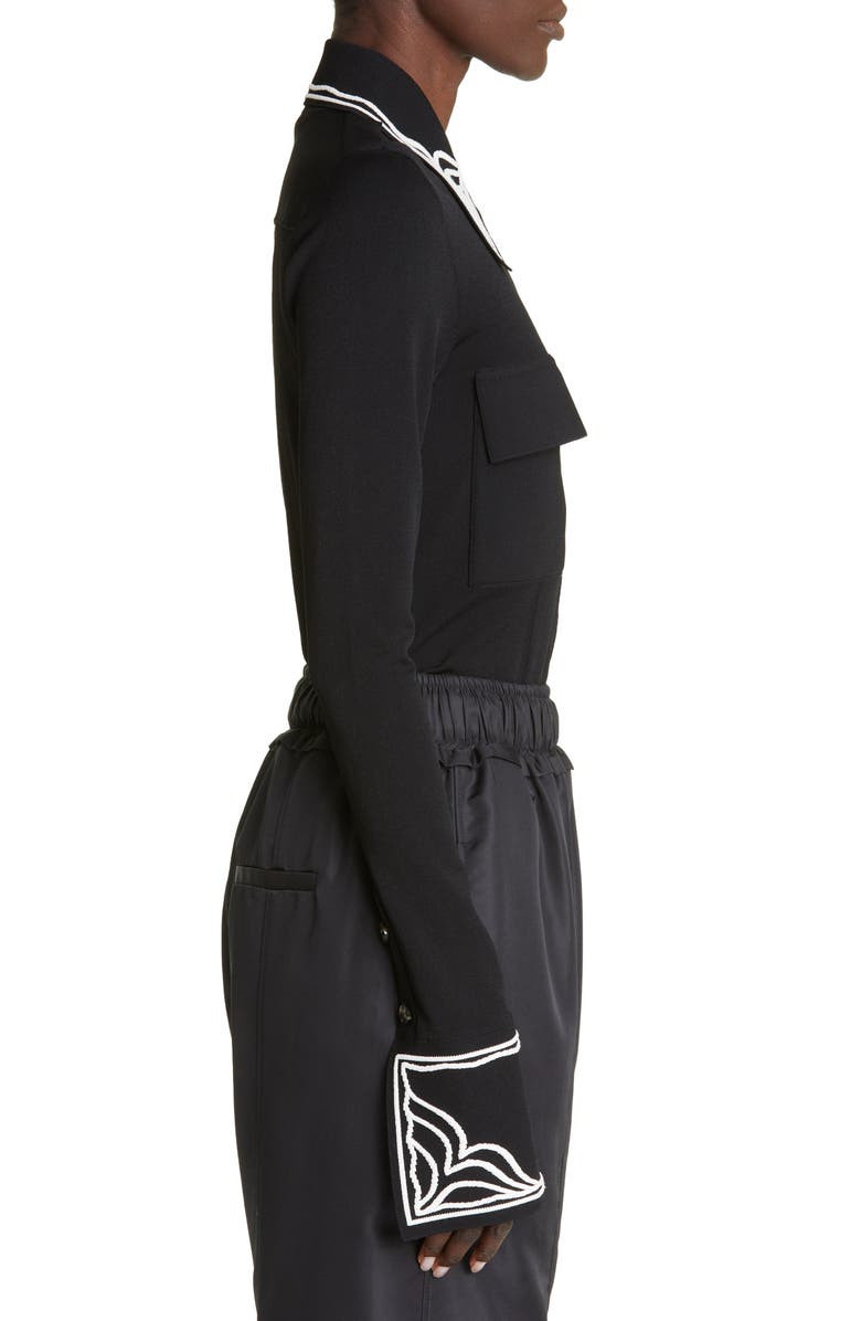 Proenza Schouler Cloqué Jacquard Knit Button-Up Shirt, Alternate, color,