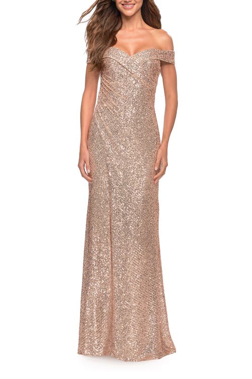 rose gold ruched dress The Glint Rose Gold Ruched Chiffon Long Maxi Dress XL / US 10-12 main image 0