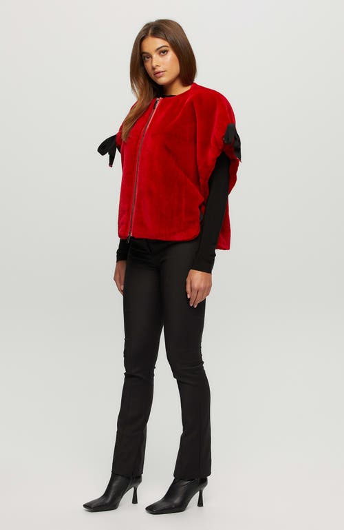 Gorski Shearling Lamb Jacket, Short Sleeve In Red