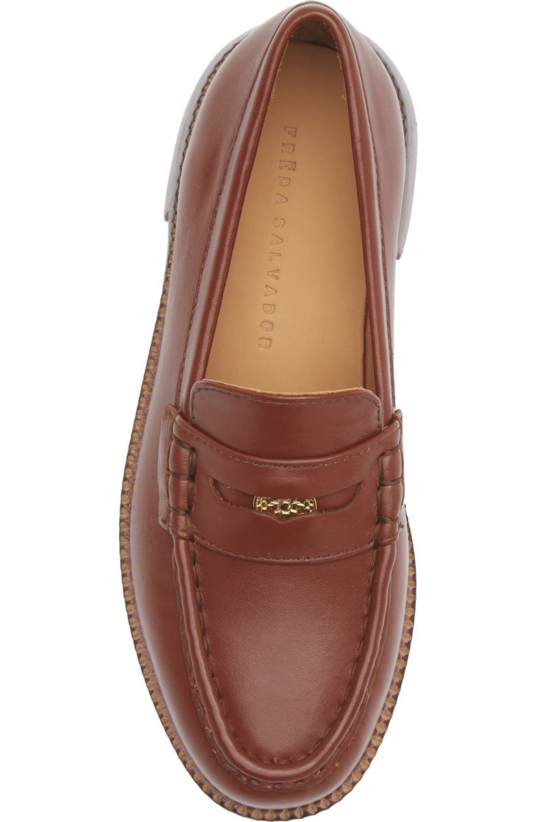 Freda Salvador Modern Penny Loafer, Alternate, color, Chocolate Leather