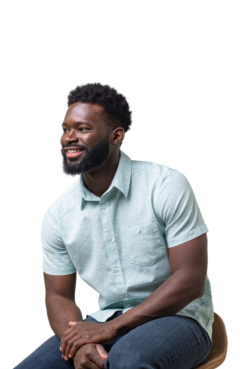 Hope & Henry Men's Linen Short Sleeve Button Down Shirt, Alternate, color, Tea Room Floral