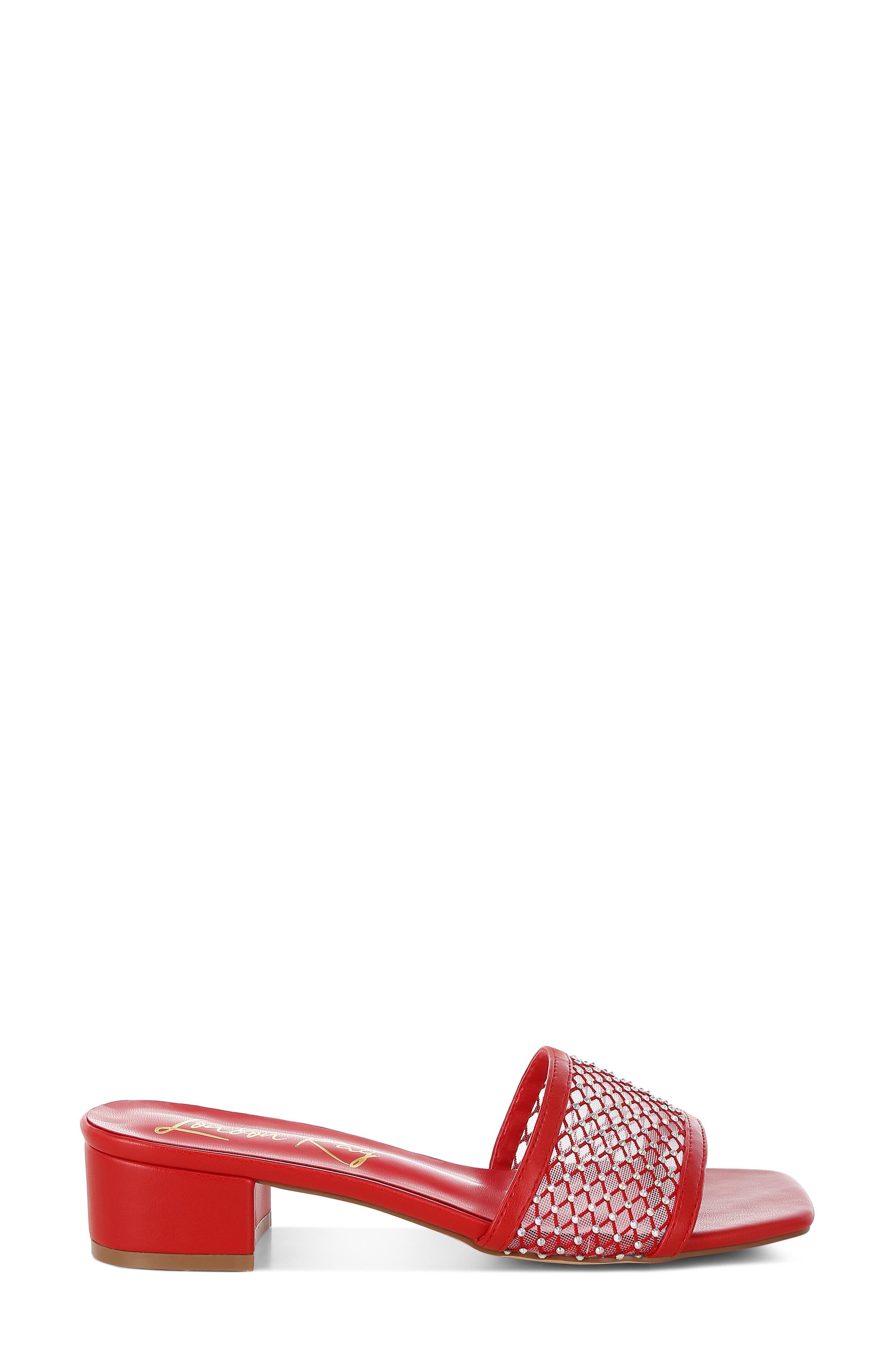LONDON RAG Kenzia Rhinestone Studded Sandal, Alternate, color, Red