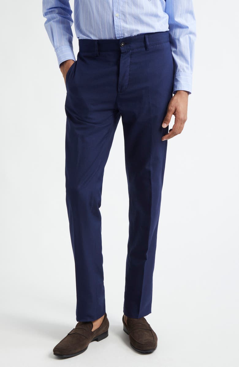 Massimo Alba Slim Fit Flat Front Pants, Main, color, Dark Blue