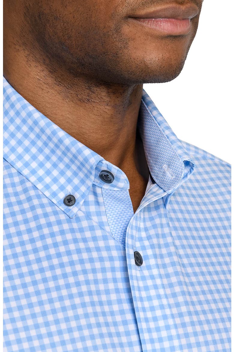 Slim Fit Gingham Woven Short Sleeve Basic Shirt, Alternate, color, FRENCH BLUE