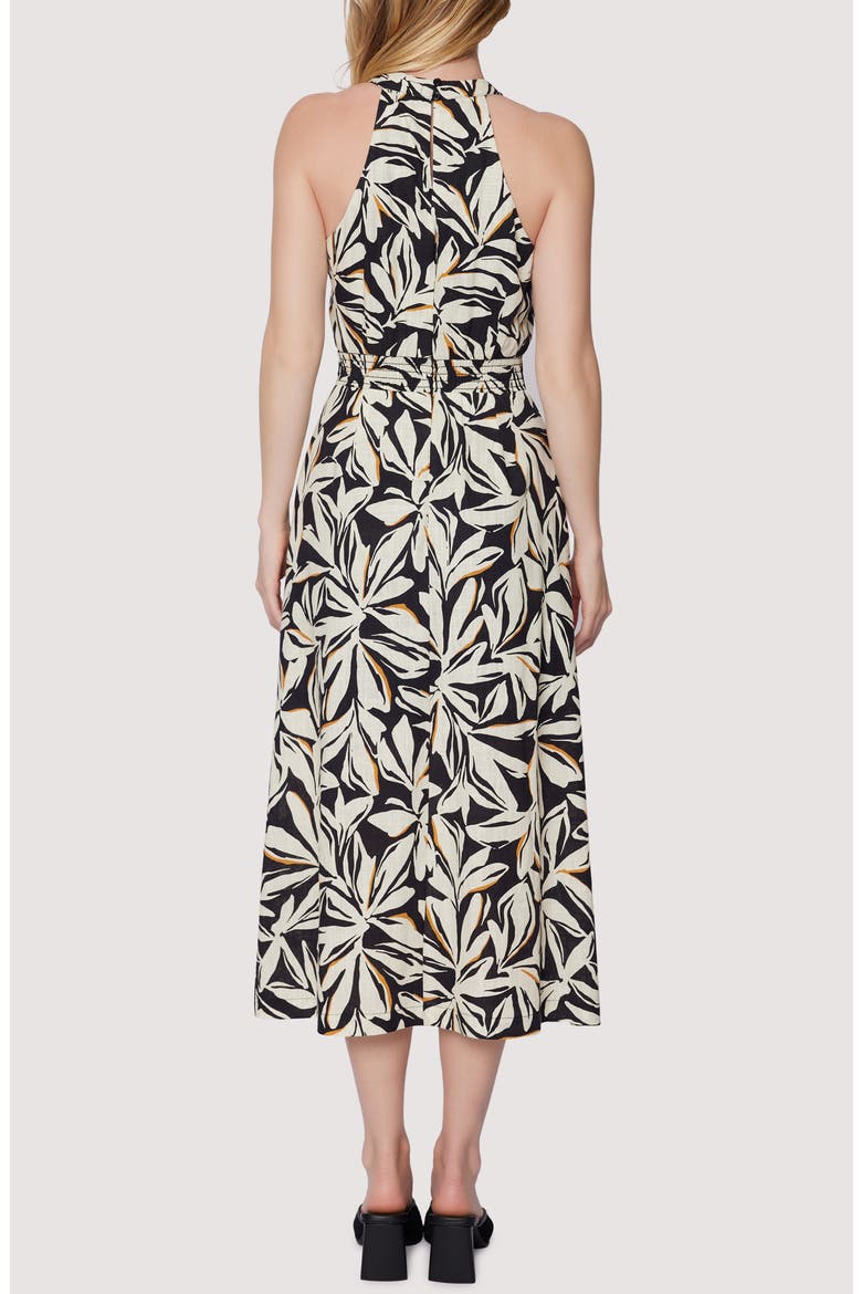Genevieve Ladder Stitch Midi Dress, Alternate, color, BLACK-CREAM
