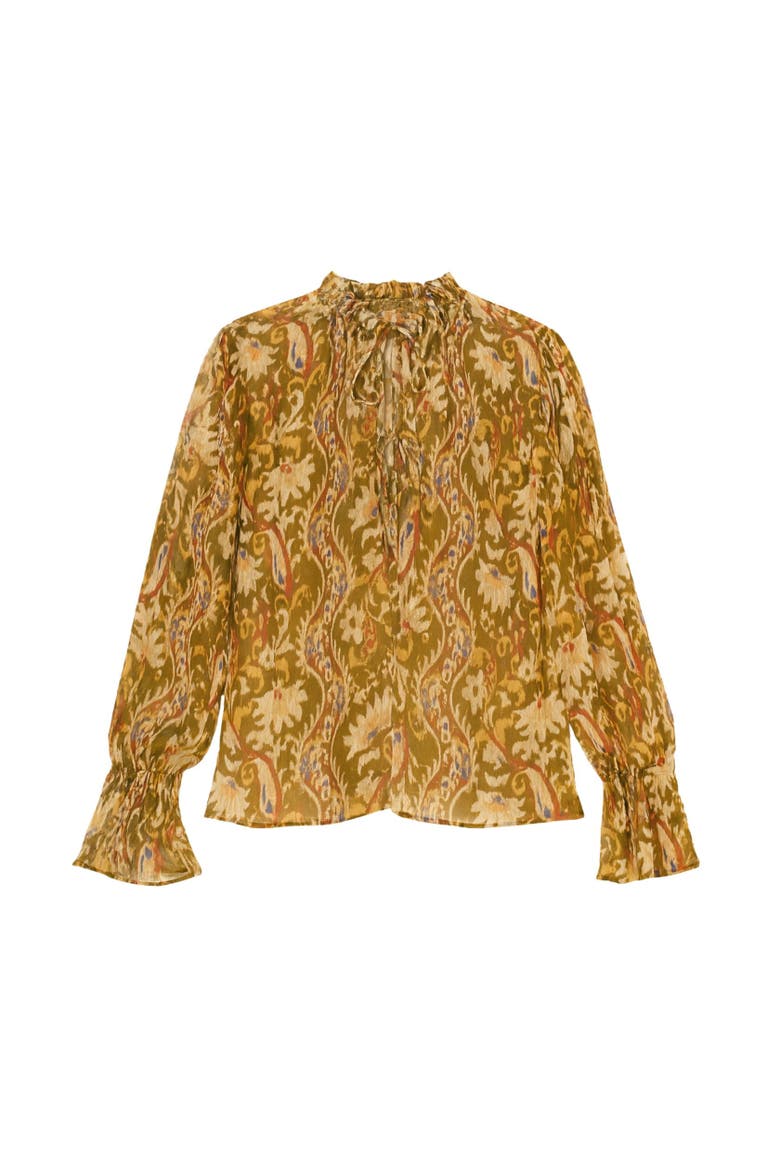 Isha Printed Blouse, Alternate, color, Pesto Combo