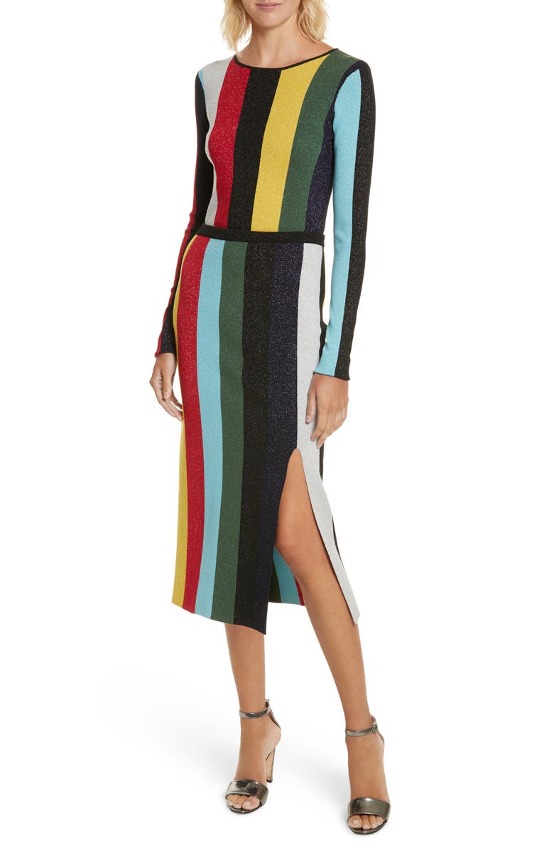 DVF Diane von Furstenberg Metallic Stripe Sweater, Alternate, color, 