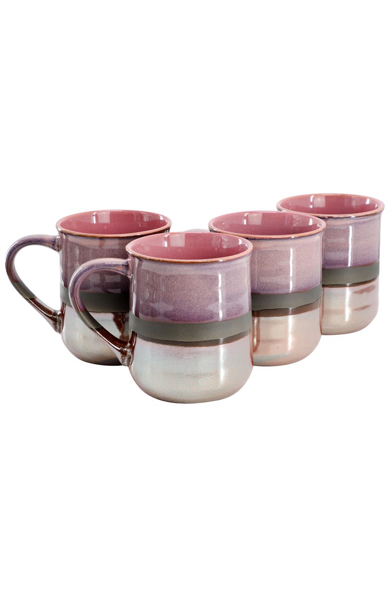 Gibson Home Copper Tonal 4 Piece 18 Ounce Stoneware Cup Set, Alternate, color, Pink