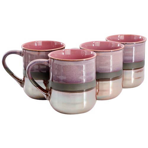 Gibson Home Copper Tonal 4 Piece 18 Ounce Stoneware Cup Set In Pink
