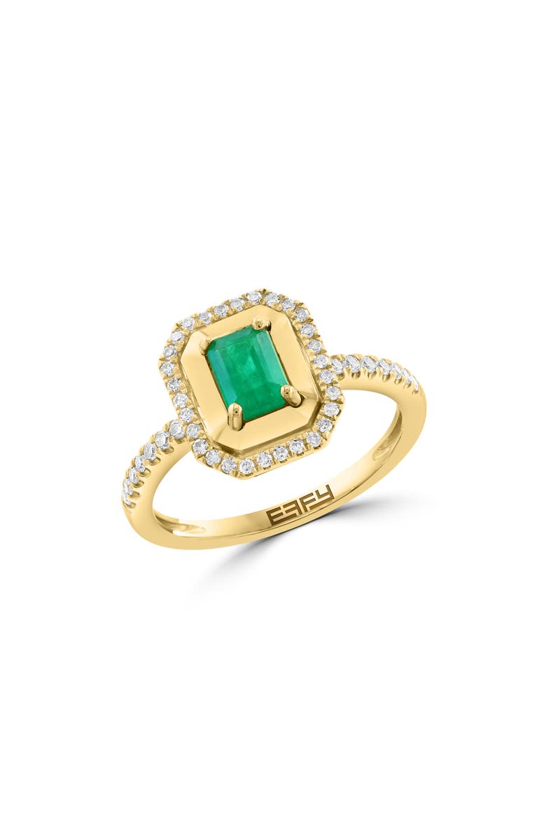 EFFY 14K Gold Emerald & Diamond Pavé Ring, Main, color,