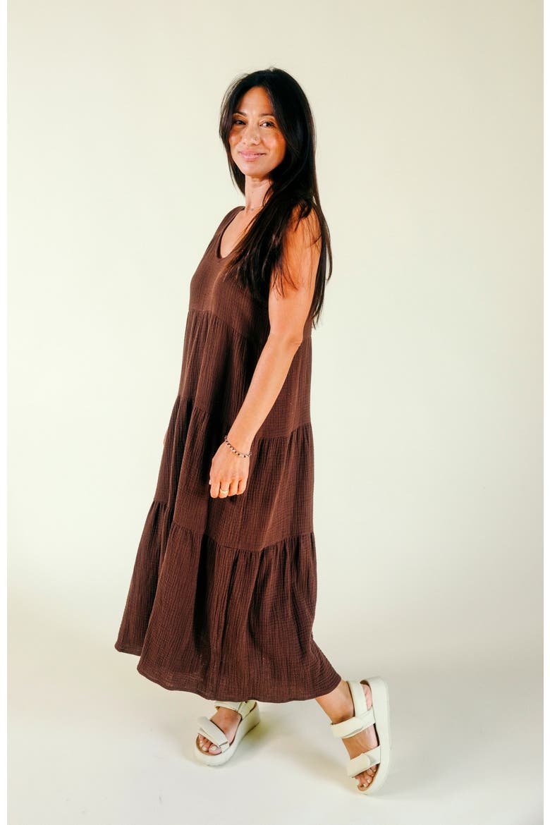Teresa Tiered Tank Dress, Alternate, color, Chicory Coffee