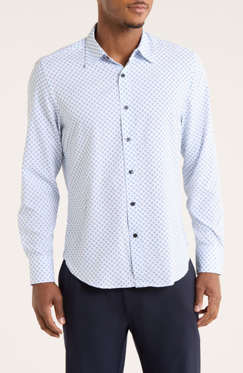 CONSTRUCT Abstract Dot Print Slim Fit 4-Way Stretch Button-Up Shirt, Main, color,