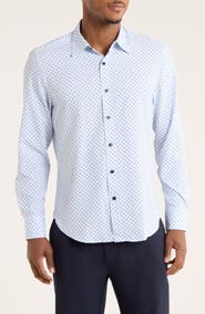 CONSTRUCT Abstract Dot Print Slim Fit 4-Way Stretch Button-Up Shirt