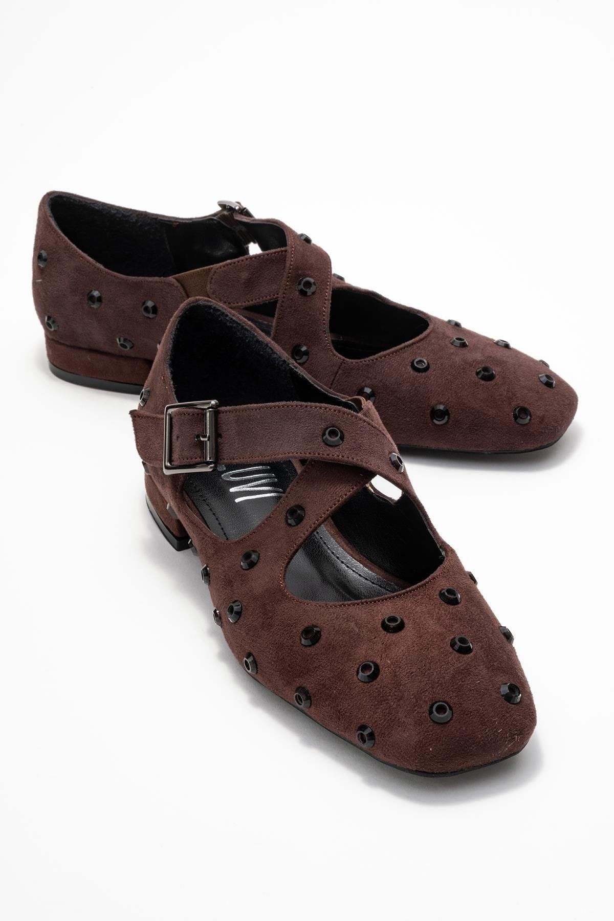Addison Cross Strap Mary Jane Shoes, Alternate, color, Brown Suede Faux Leather