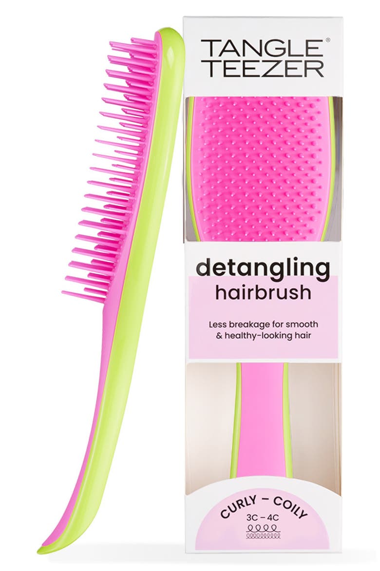 Ultimate Detangler Hairbrush for Curly to Coily, Main, color, CYBER LIME / PINK