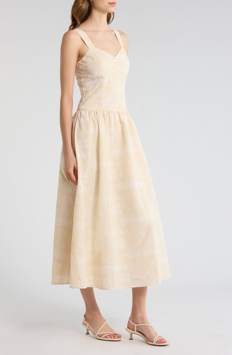 MOON RIVER Eyelet Lace Patchwork Sundress, Alternate, color, Taupe