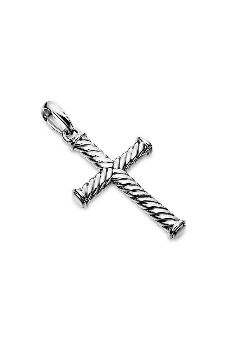 Cable Cross Pendant in Sterling Silver, 35mm, Alternate, color, SILVER