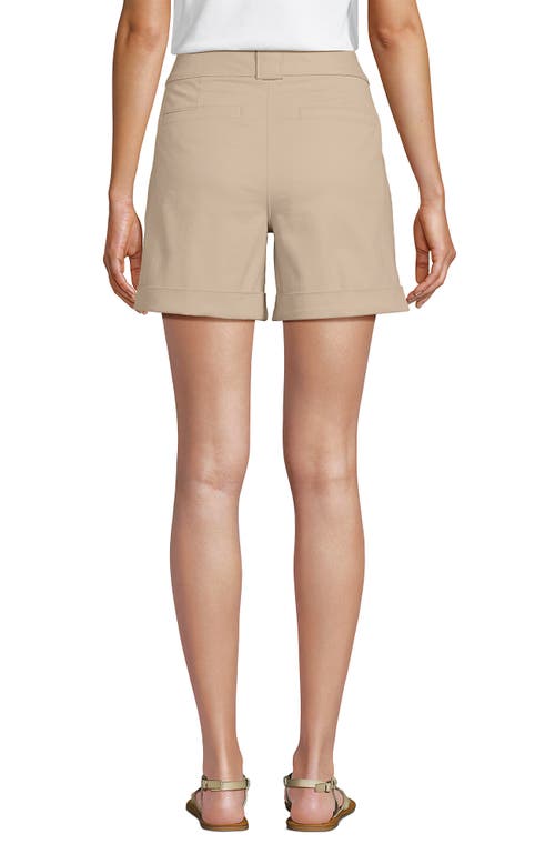 Lands' End Chino High Rise Pleated 7" Shorts In Champagne