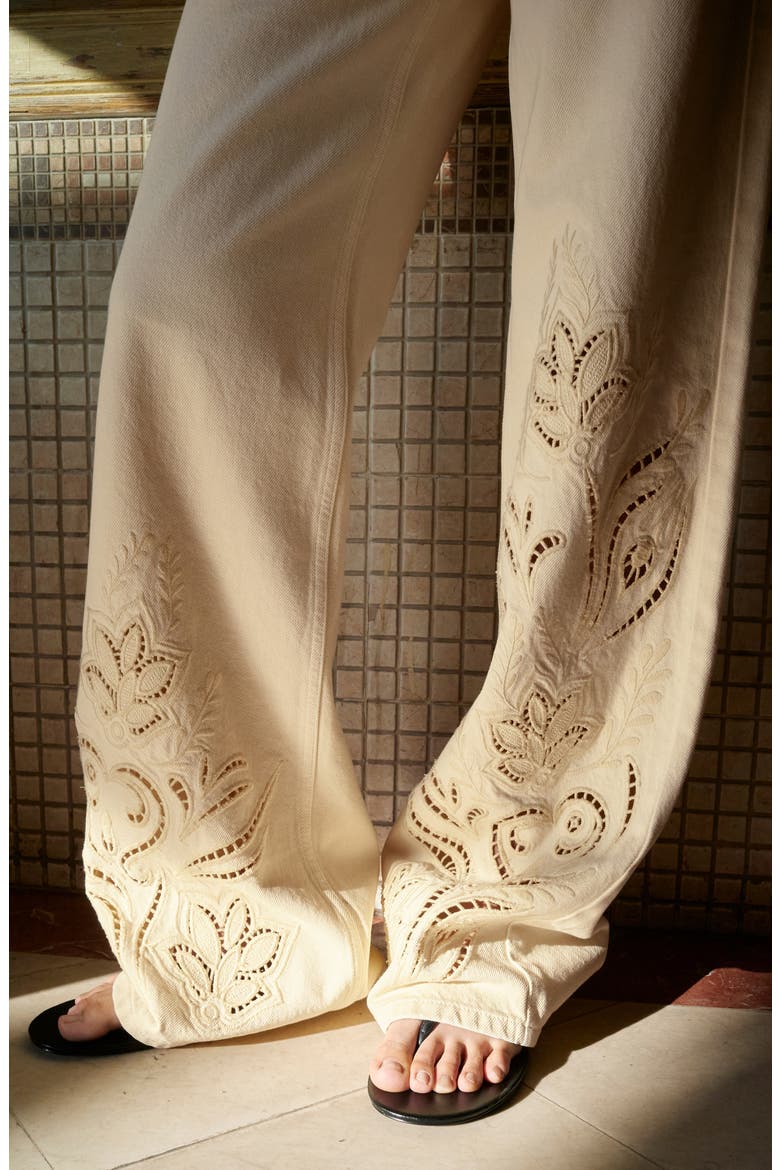 Open Stitch Straight Leg Jeans, Alternate, color, VANILLA