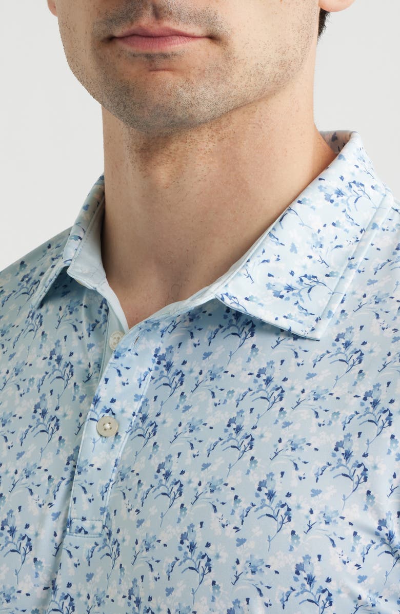 Swannies Sunday Floral Performance Golf Polo, Alternate, color, Sky