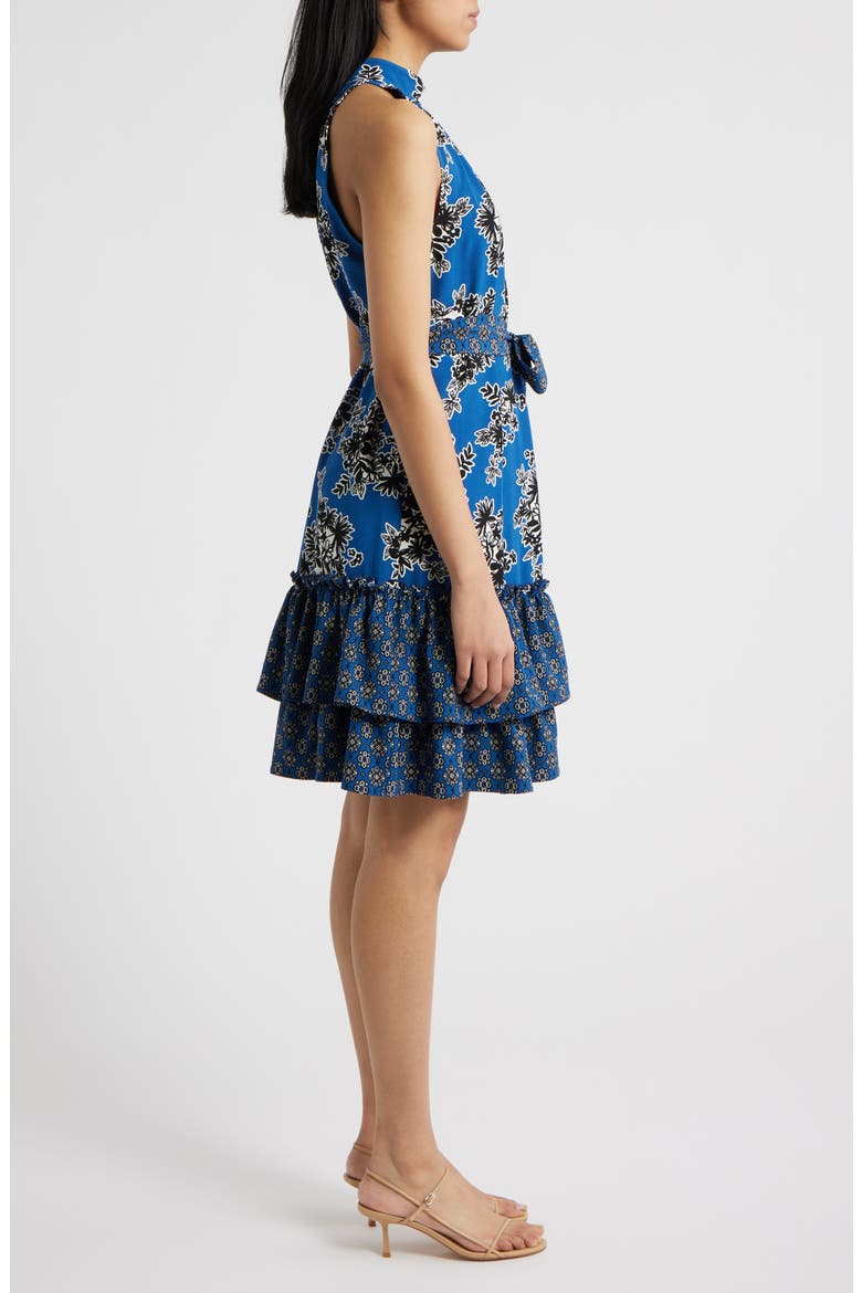 Bandana Layered Ruffle Sleeveless Dress, Alternate, color, BLUE/ WHITE